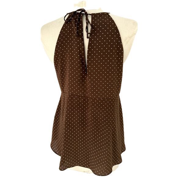 Zara Basic Brown White Polka Dot Sleeveless blouse XS - Picture 2 of 9